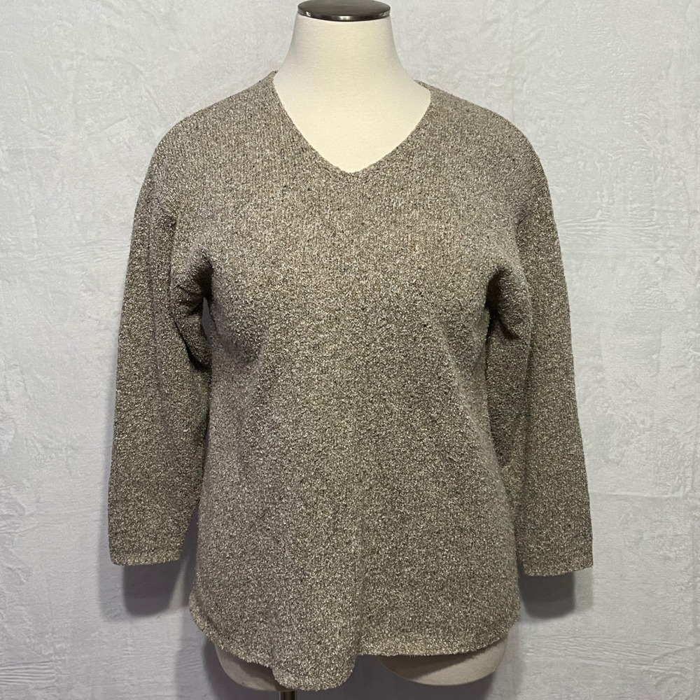Style & Co V Neck Speckled Knit Sweater XL 3/4 Sleeve Casual‎ Everyday Office